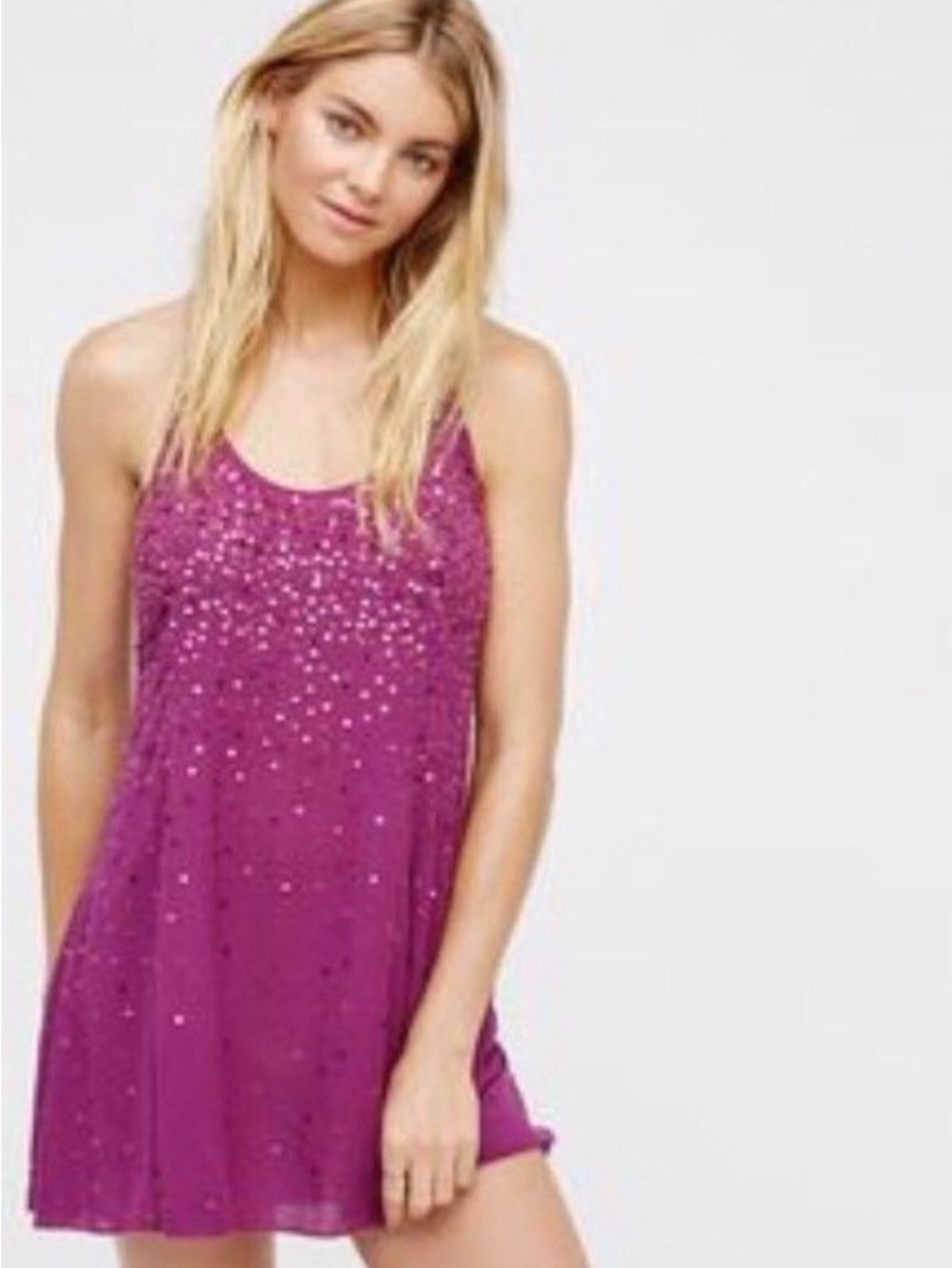 Free People Purple Sequin Embellished Tank